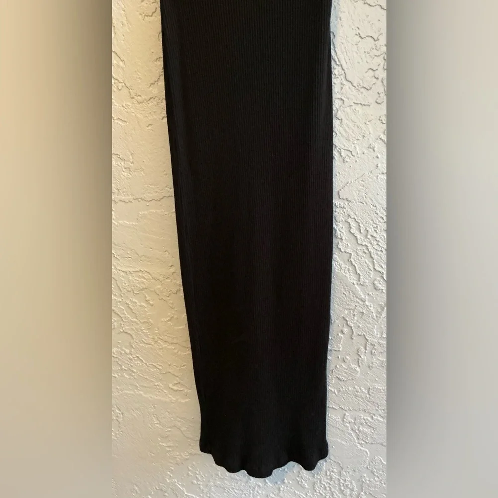 INTERMIX Black Ribbed Long Sleeve Dress